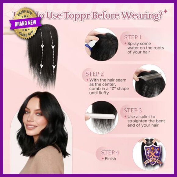 Human Hair Topper with Lace Front, 12 Inch for Thinning Hair main image 7